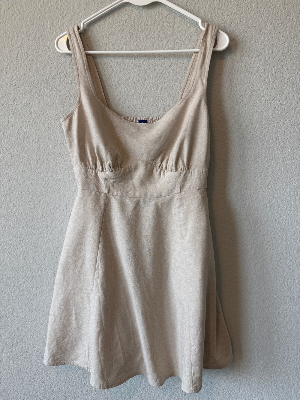 Linen Sleeveless Beige A-Line Dress
